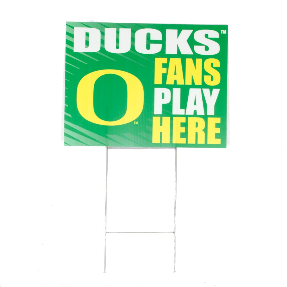 Classic Oregon O, Green, Garden & Patio, Home & Auto, 18"x23", Corrugated, Wire Stakes, Duck Fans Play Here, Yard Sign, 1004015